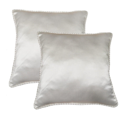 Lushomes Cream Contemporary Plain Cushion Cover with Striped Piping, 12 x 12‰Û?(Pack of 2) Torantina Collection - Lushomes