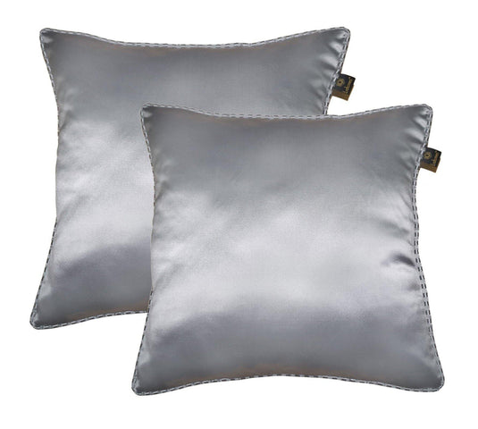 Lushomes grey contemporary plain cushion cover with striped piping, 12 x 12‰Û?(Pack of 2) Torantina Collection - Lushomes