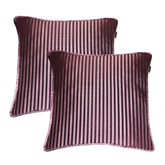 Lushomes purple contemporary stripped cushion cover with plain piping, 12 x 12‰Û?(Pack of 2) Torantina Collection - Lushomes