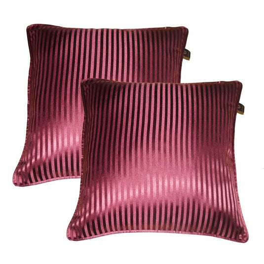 Lushomes burgundy contemporary plain cushion cover with striped piping, 12 x 12‰Û?(Pack of 2) Torantina Collection - Lushomes