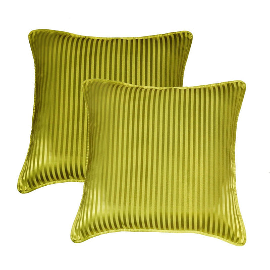 Lushomes green contemporary stripped cushion cover with plain piping, 12 x 12‰Û?(Pack of 2) Torantina Collection - Lushomes