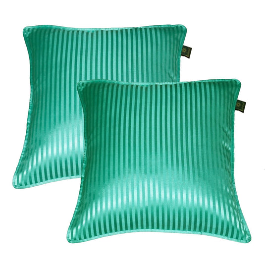 Lushomes sea green contemporary stripped cushion cover with plain piping, 12 x 12‰Û?(Pack of 2) Torantina Collection - Lushomes