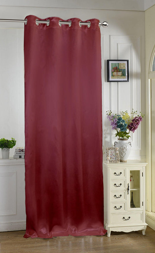 Lushomes Burgundy Contemporary Premium Plain Door Curtain with 8 metal Eyelets (54 x 90‰Û?)-Torantina, Single pc - Lushomes