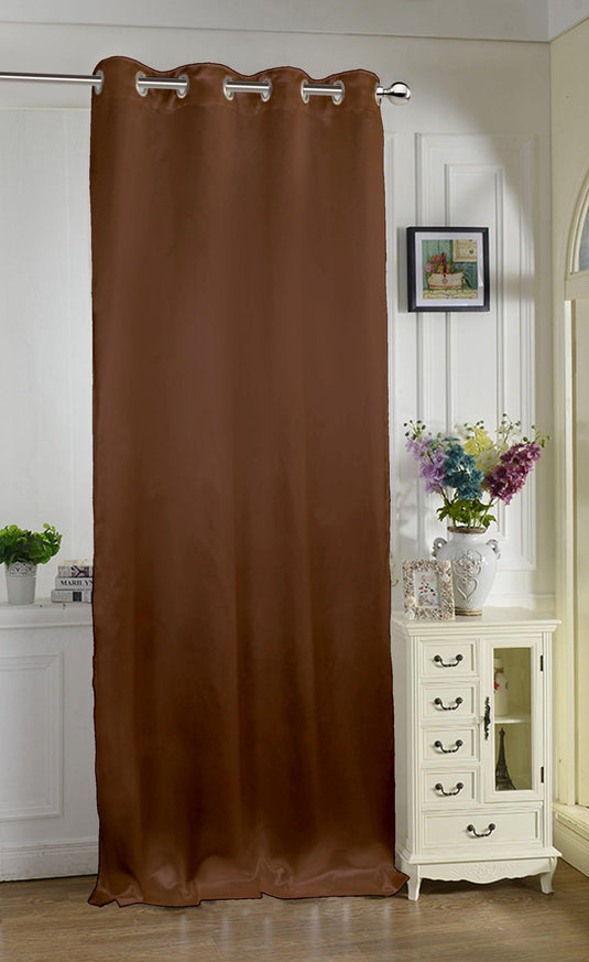 Lushomes Chocolate Contemporary Premium Plain Door Curtain with 8 metal Eyelets (54 x 90‰Û?)-Torantina, Single pc - Lushomes