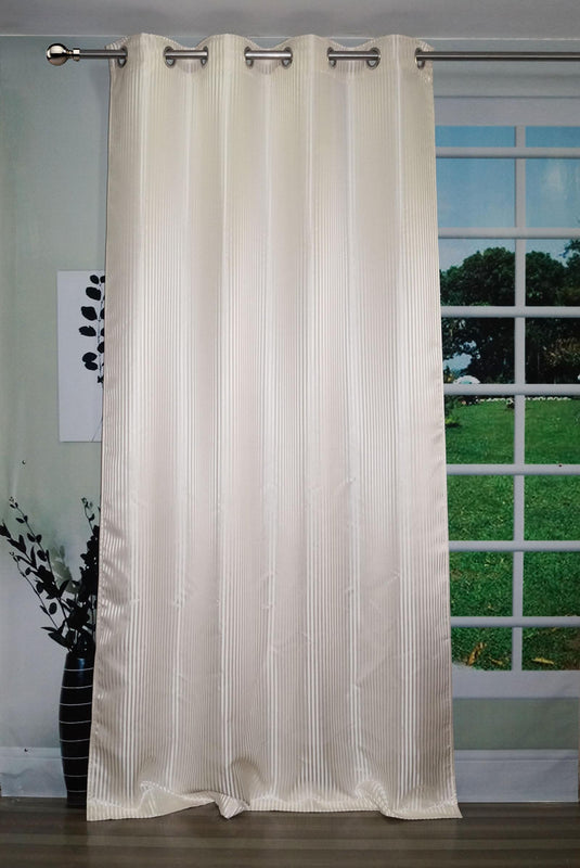 Lushomes Cream Contemporary Stripped Door Curtain with 8 metal Eyelets (54 x 90‰Û?)-Torantina - Lushomes