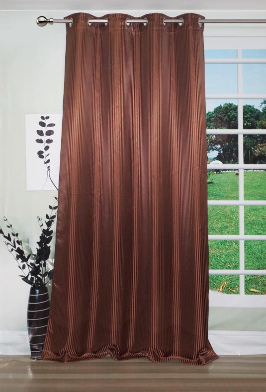 Lushomes Chocolate Contemporary Stripped Door Curtain with 8 metal Eyelets (54 x 90‰Û?)-Torantina - Lushomes