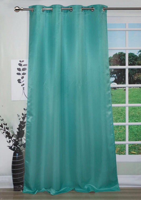 Lushomes Sea Green Contemporary Stripped Door Curtain with 8 metal Eyelets (54 x 90‰Û?)-Torantina - Lushomes