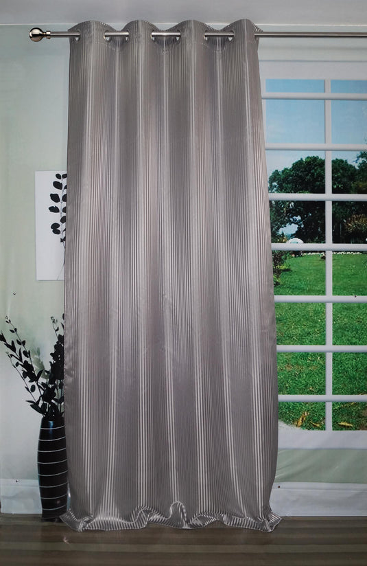 Lushomes Grey Contemporary Stripped Door Curtain with 8 metal Eyelets (54 x 90‰Û?)-Torantina - Lushomes