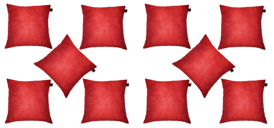 Lushomes Red Dupion Silk Cushion Covers (Pack of 10) - Lushomes