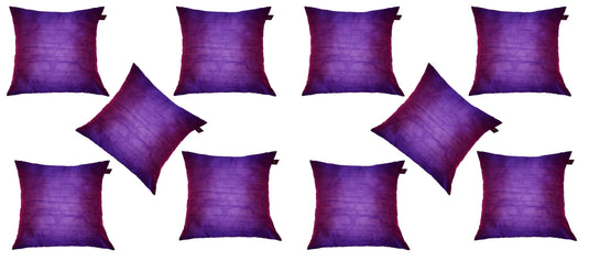 Lushomes Purple Dupion Silk Cushion Covers (Pack of 10) - Lushomes