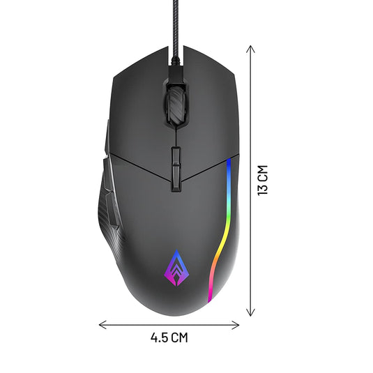 Archer Tech Lab Recurve 300 Wired Gaming Mouse,12000 Dpi with 1000Hz Polling Rate 8 Buttons, Support, 6 Mode RGB, Sunplus Sensor, 10 Mn+ Clicks Huyu Switches, Compatible with Pc/Mac - Black