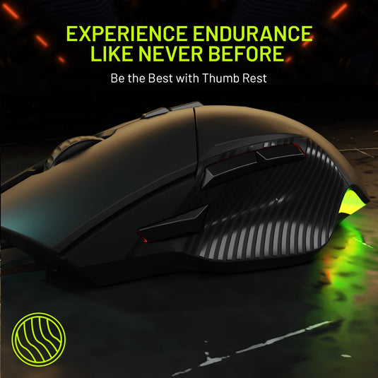 Archer Tech Lab Recurve 300 Wired Gaming Mouse,12000 Dpi with 1000Hz Polling Rate 8 Buttons, Support, 6 Mode RGB, Sunplus Sensor, 10 Mn+ Clicks Huyu Switches, Compatible with Pc/Mac - Black