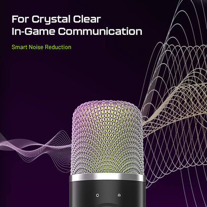 Archer Tech Lab Dryad100 RGB Gaming Mic, USB podcast mic with Smart Noise Reduction, Microphone for Youtubers, Omnidirectional & Cardioid PC Gaming Mic, 1-Click Mute, 5 Voice Modulation PC Mic