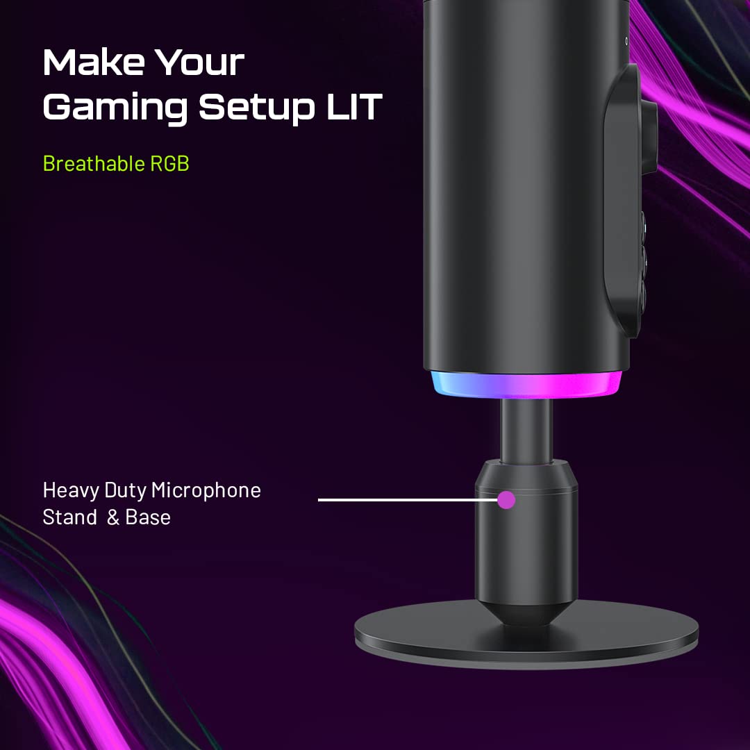 Archer Tech Lab Dryad100 RGB Gaming Mic, USB podcast mic with Smart Noise Reduction, Microphone for Youtubers, Omnidirectional & Cardioid PC Gaming Mic, 1-Click Mute, 5 Voice Modulation PC Mic