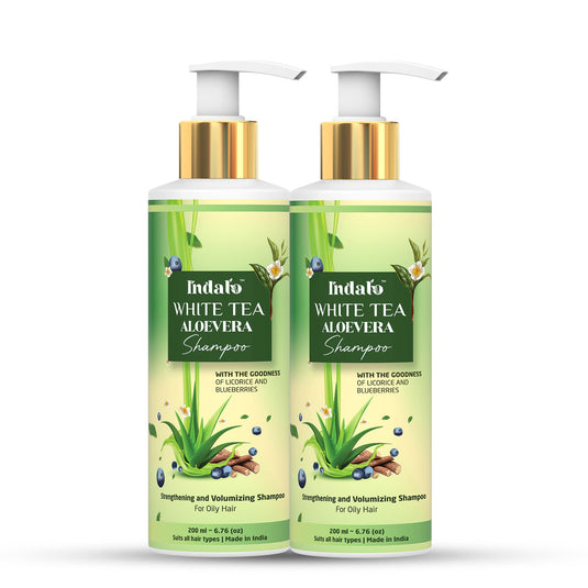 Indalo White Tea Aloe Vera Anti-Dandruff Shampoo With Licorice And Blue Berries For Oily Hair