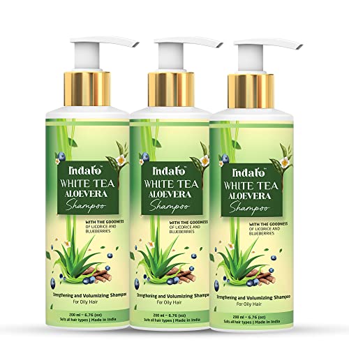 Indalo White Tea Aloe Vera Anti-Dandruff Shampoo With Licorice And Blue Berries For Oily Hair