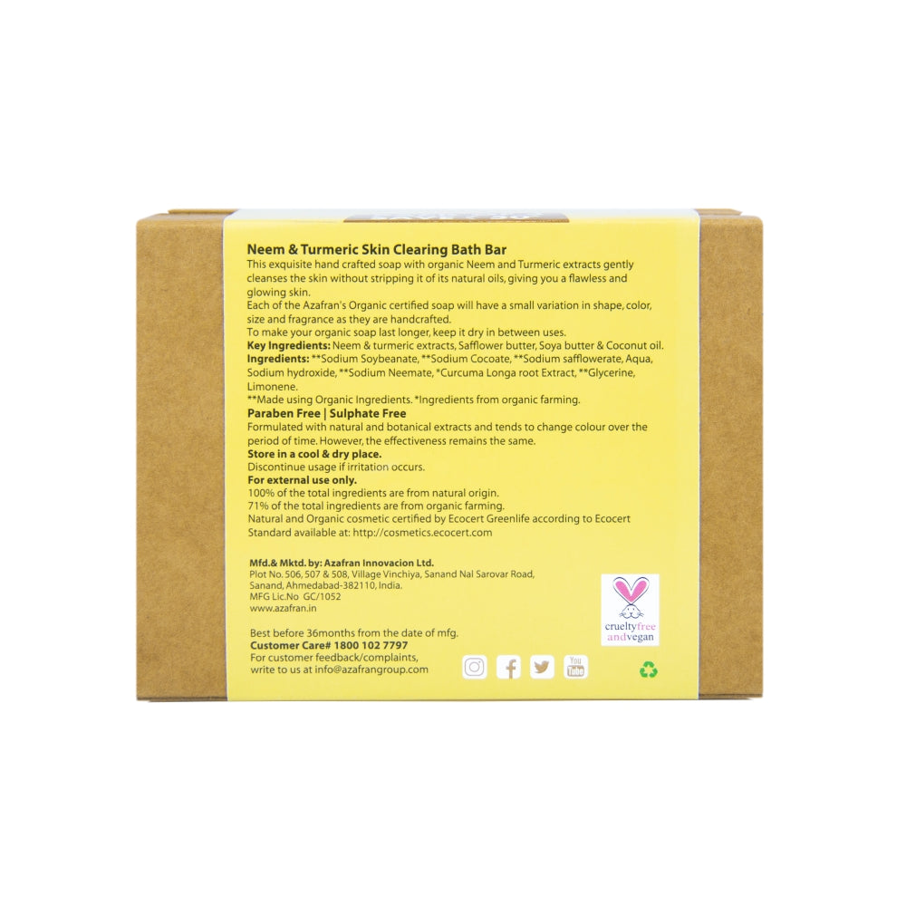 Organic Neem & Turmeric Skin Clearing Bath Bar- Pack of 3