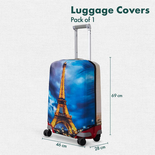 An Evening In Paris! Luggage Cover, 100% Organic Cotton Lycra, Medium Size, Pack of 1