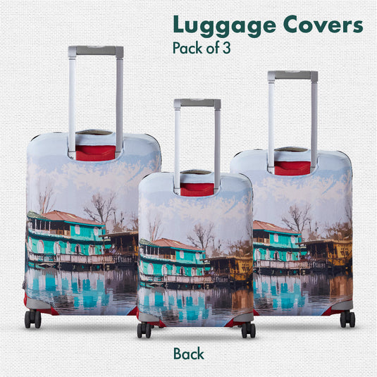 Kashmir Diaries! Luggage Covers, 100% Organic Cotton Lycra, Small+Medium+Large Sizes, Pack of 3