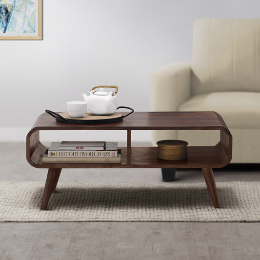 Sleepyhead Peep - Solid Sheesham Wood Rectangular Coffee Table / Center Table with Storage (Provincial Teak Finish)