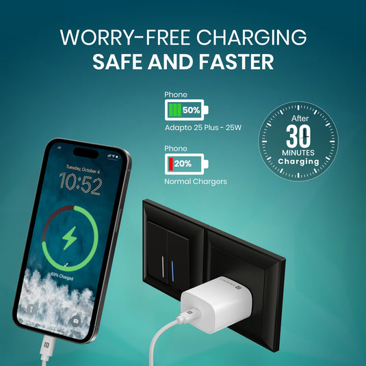 Portronics Adapto 25 Plus 25w fast charger with 2.4w max output| best mobile adaptor at best price