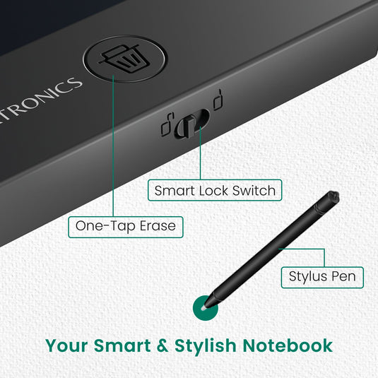 Portronics Ruffpad 22 LCD Writing Pad and Tablet with stylus| LCD Writing Pad with one tap erase| Lcd writing pad with one tap erase