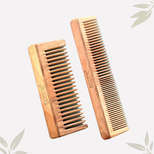 Neem Wood Comb Combo (Detangling & Shampoo) - Set of 2