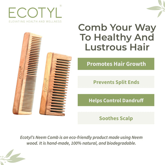 Neem Wood Comb Combo (Detangling & Shampoo) - Set of 2