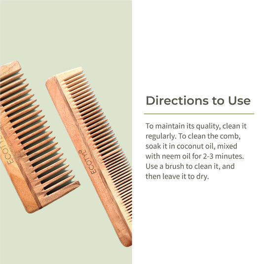 Neem Wood Comb Combo (Detangling & Shampoo) - Set of 2