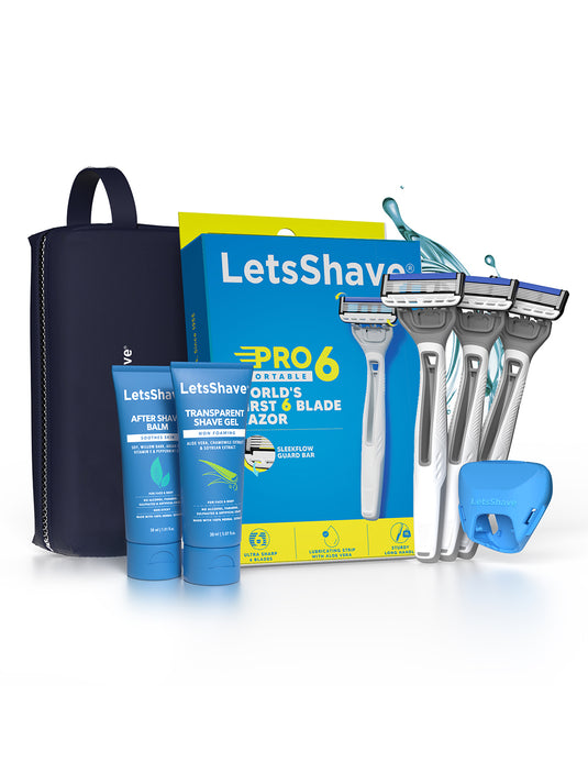 LetsShave Pro 6 Premium Portable Shaving Kit For Men | Complete combo kit