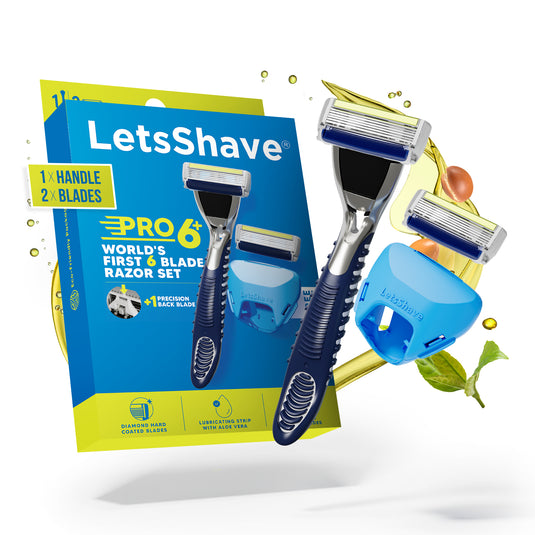 LetsShave Pro 6 Plus  Face & Full Body Razor for Men (Razor+2 Bldes+Travel Cap)