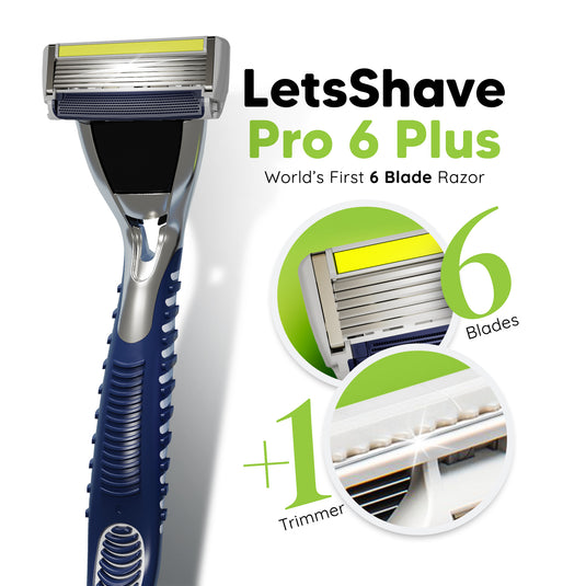 LetsShave Pro 6 Plus  Face & Full Body Razor for Men (Razor+2 Bldes+Travel Cap)