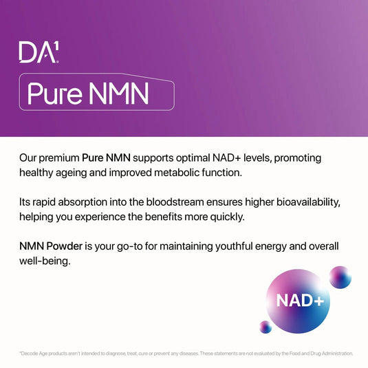 Pure NMN |Βeta Nicotinamide Mononucleotide, 14 Grams, 46 Servings - Decode Age
