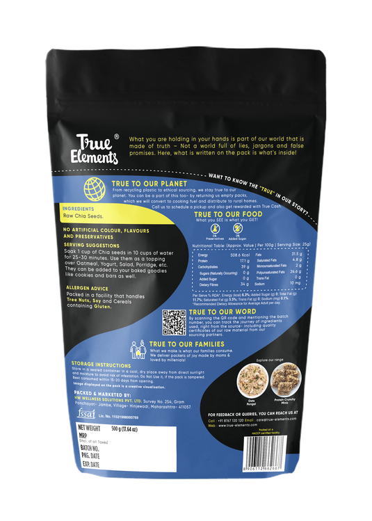 True Elements Chia Seeds Raw 500gm