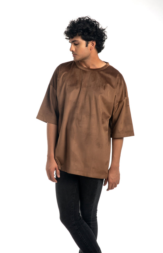 Warm Tan Suede Oversized T-Shirt