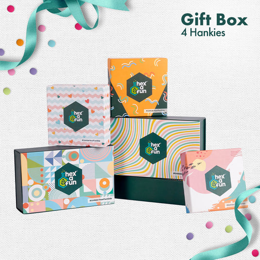 GIF! Gifting is Fun! Unisex Hankies, 100% Organic Cotton, Gift Box of 4