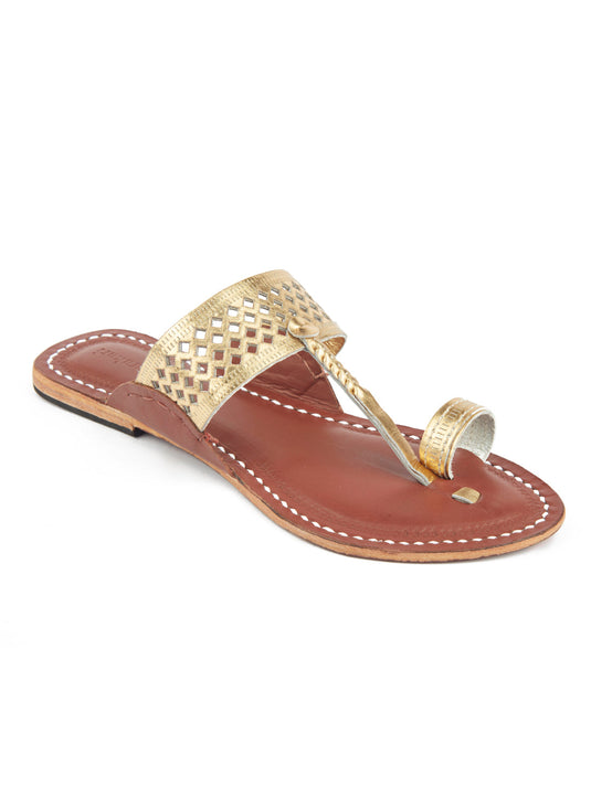 Golden Diamonds in the Sky- kolhapuri women's chappal