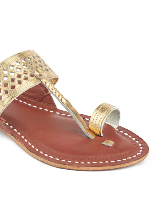 Golden Diamonds in the Sky- kolhapuri women's chappal