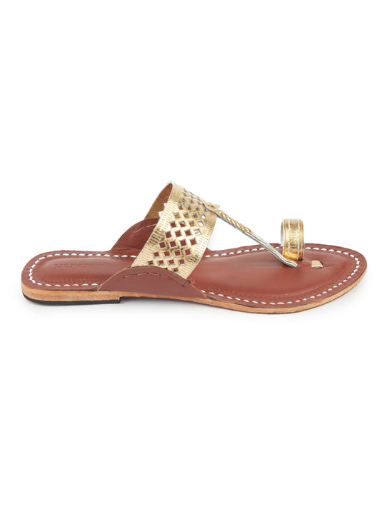 Golden Diamonds in the Sky- kolhapuri women's chappal