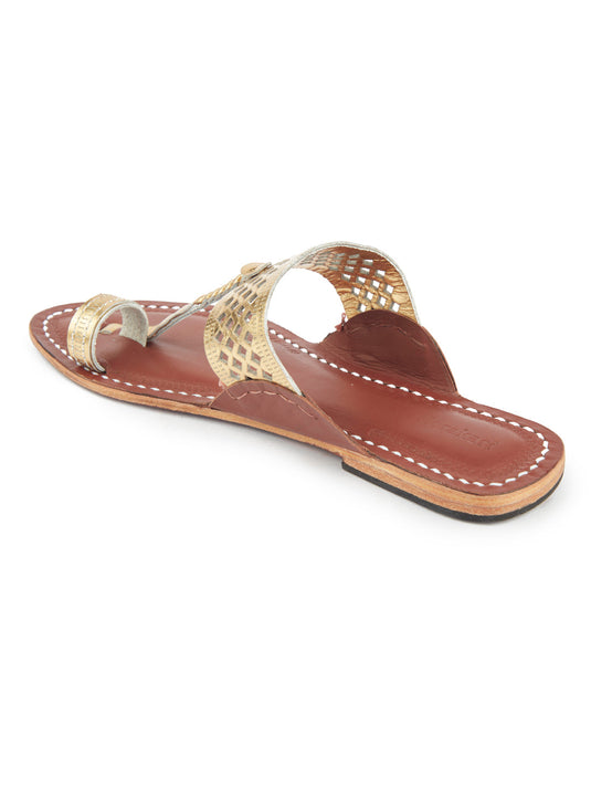 Golden Diamonds in the Sky- kolhapuri women's chappal