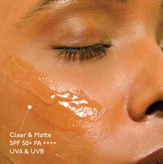 Gel based clear matte sunscreen by Asaya with SPF 50+ PA++++ UVA+UVB protection