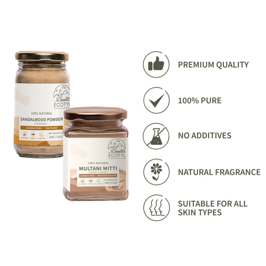 Skin Care Combo - Sandalwood Powder & Multani Mitti