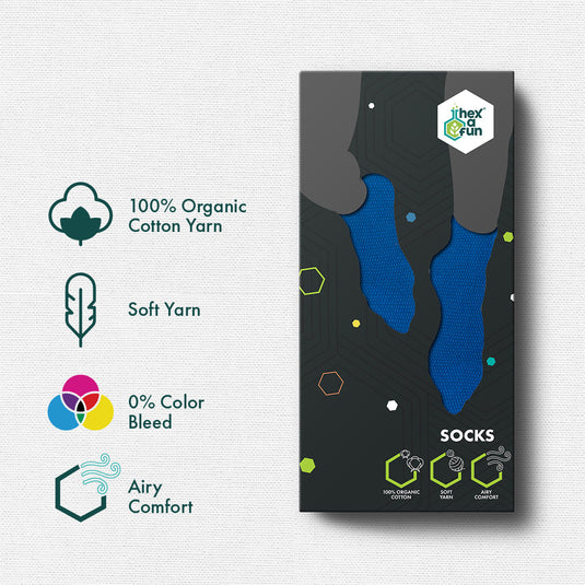 Color Punch! Unisex Socks, 100% Organic Cotton, Ankle Length, Pack of 6