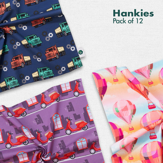 Vacay Vibes! Unisex Hankies, 100% Organic Cotton, Pack of 12