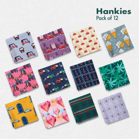 Vacay Vibes! Unisex Hankies, 100% Organic Cotton, Pack of 12