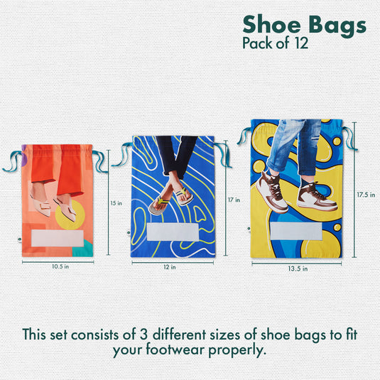 Big Bag Theory! Men's & Women's Shoe Bags, 100% Organic Cotton, Pack of 12