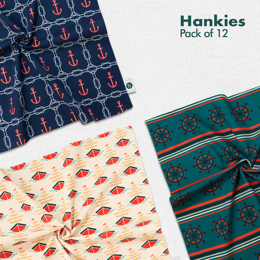 Vacay Vibes! Men's Hankies, 100% Organic Cotton, Pack of 12