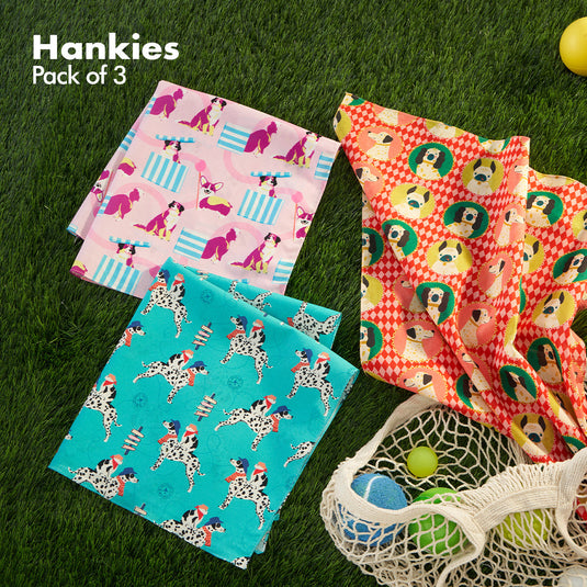 Pawsome! Unisex Hankies, 100% Organic Cotton, Pack of 3