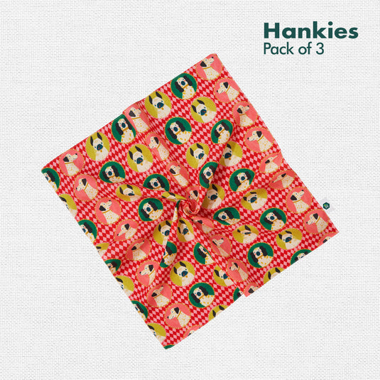 Pawsome! Unisex Hankies, 100% Organic Cotton, Pack of 3