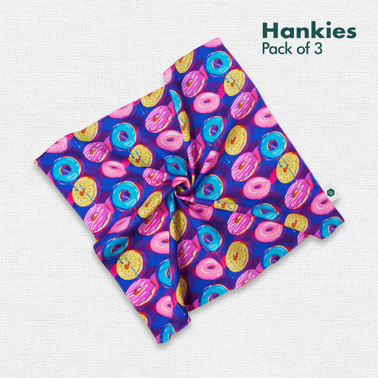 Sweet Tooth! Unisex Hankies, 100% Organic Cotton, Pack of 3